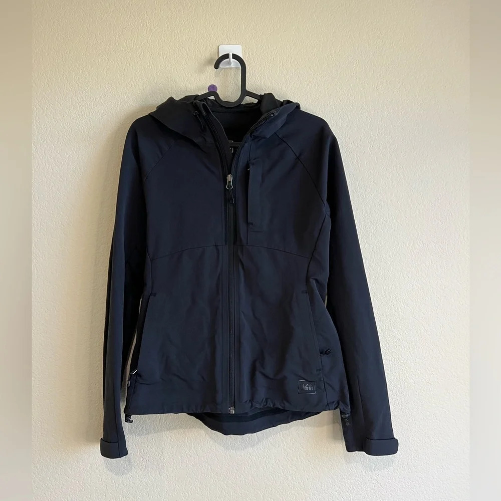 REI lightweight black hiking jacket XS